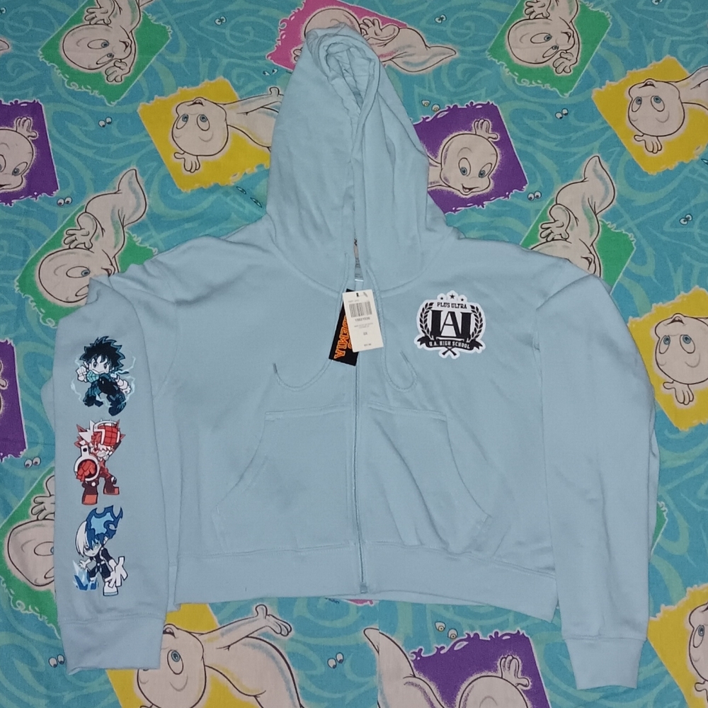 New My Hero Academia Cropped Zip Up Hoodie Hooded Sweatshirt X